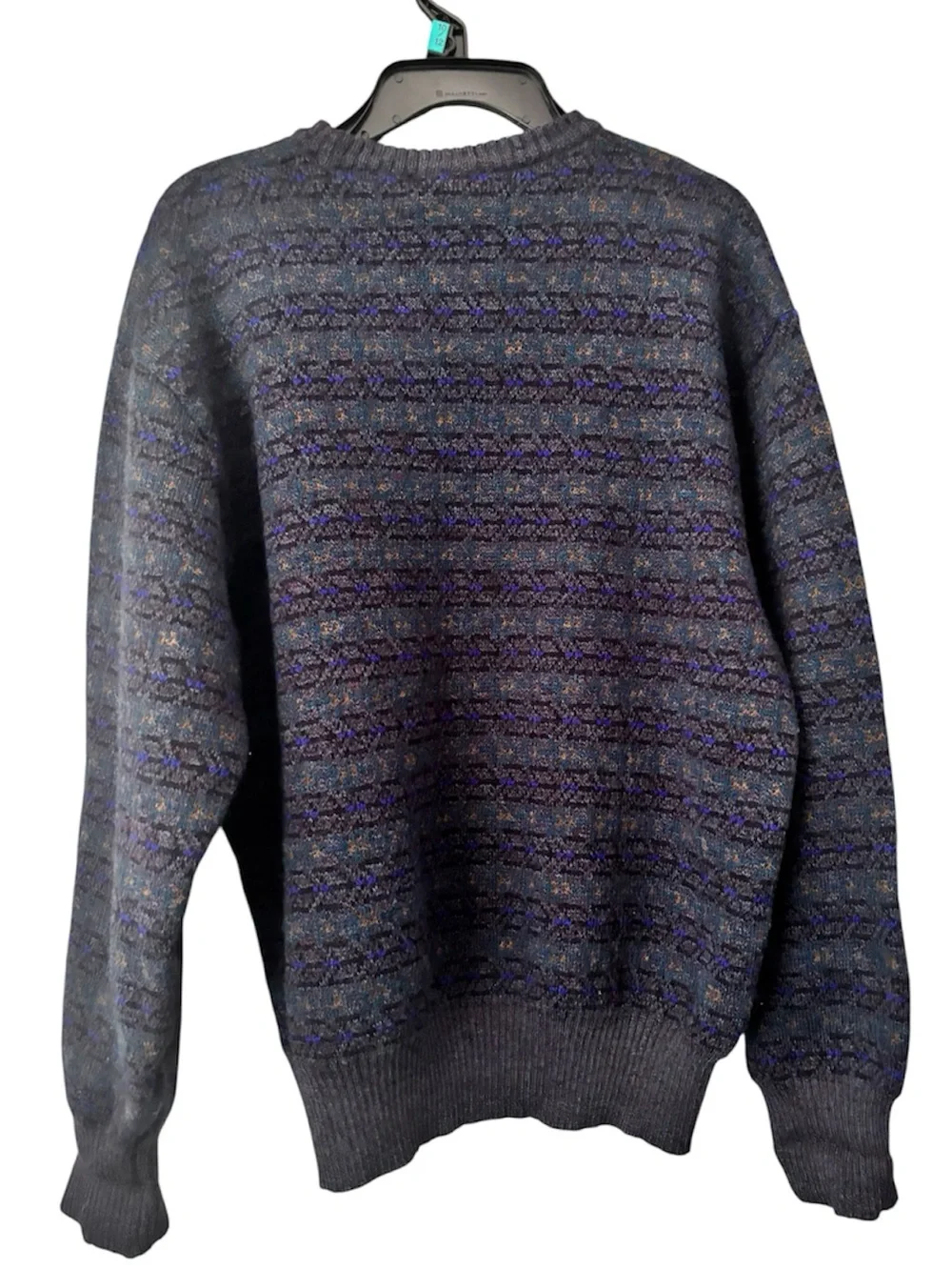 VTG 90s Nordstrom Sweater Herringbone 100% Merino Wool Blue/Gray Women’s S